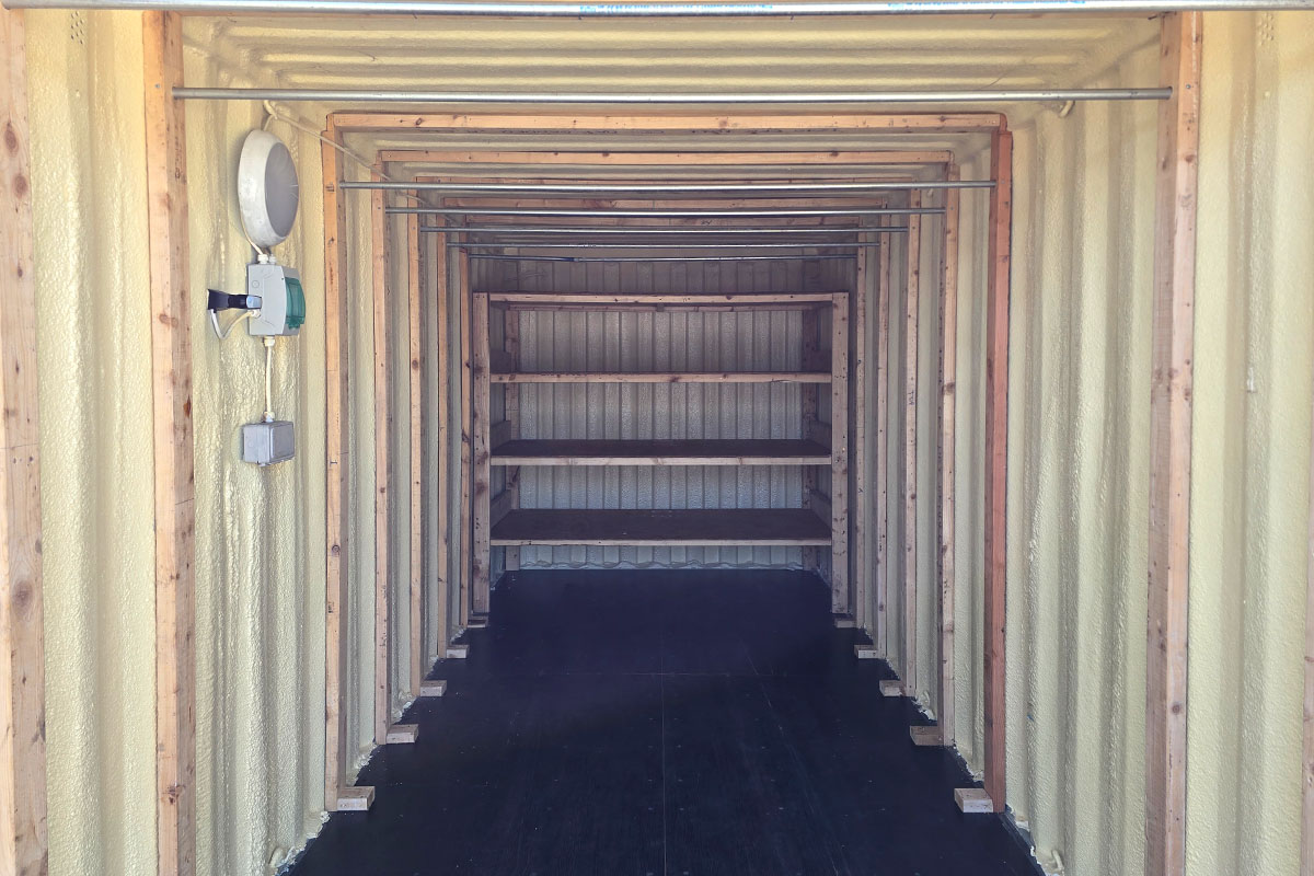 20-foot fully insulated storage containers specially designed for hanging clothes, available in Storage City Waterford