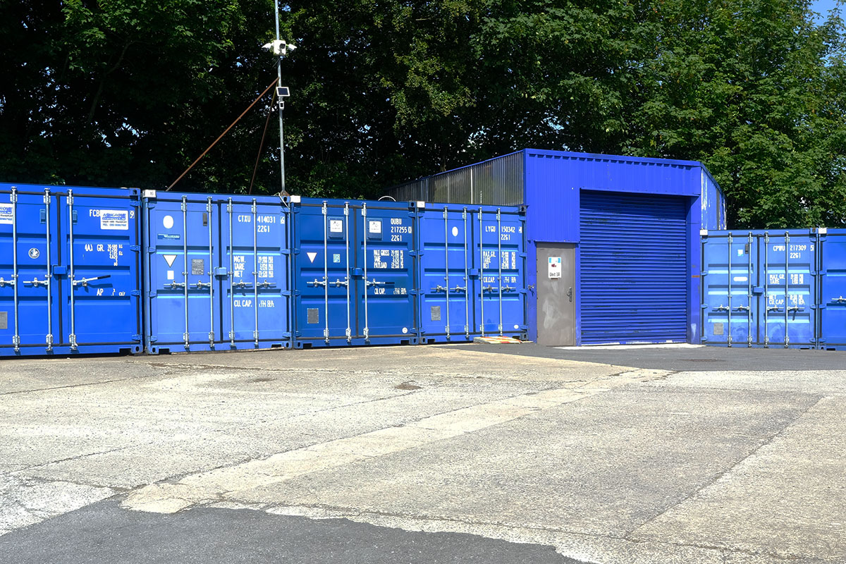 A view of a unit and 20ft containers at Storage City, Waterford